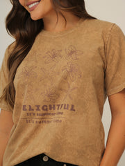 Camiseta Básica Acid Wash Estampada