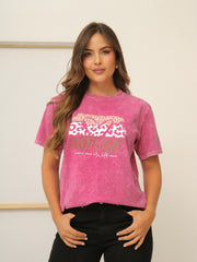 Camiseta Básica Acid Wash Estampada