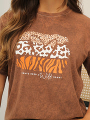 Camiseta Básica Acid Wash Estampada