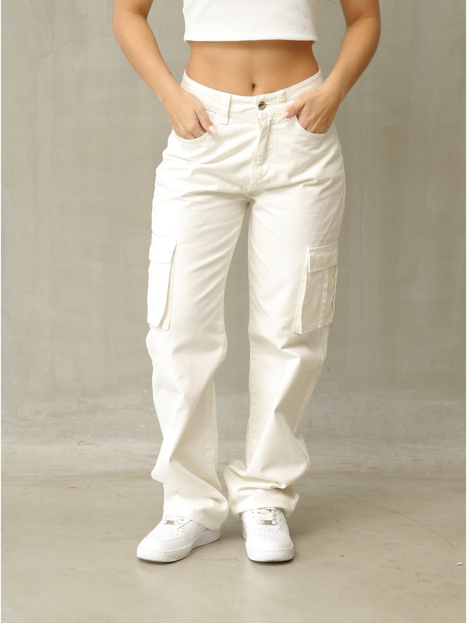 Pantalones En Dril Para Mujer Tiro Alto Tiro Alto Pantalones De