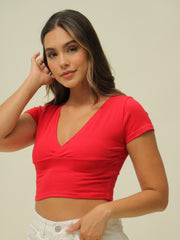 Top Cuello V Rojo