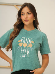 Camiseta Básica Acid Wash Estampada