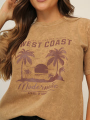 Camiseta Básica Acid Wash Estampada