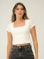 Top Cuello Cuadrado Con Manga
