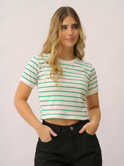 Camiseta Rib Básica Corta Rayas.