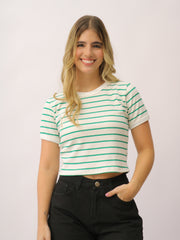 Camiseta Rib Básica Corta Rayas.