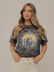 Camiseta Básica Acid Wash Estampada