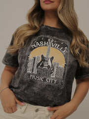 Camiseta Básica Acid Wash Estampada