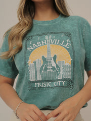 Camiseta Básica Acid Wash Estampada