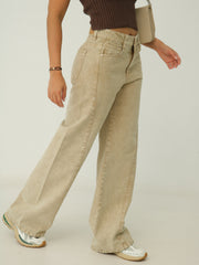 Jean Bota Ancha Costura Diagonal