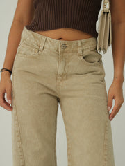 Jean Bota Ancha Costura Diagonal