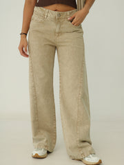 Jean Bota Ancha Costura Diagonal