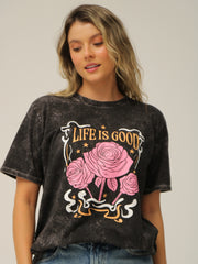 Camiseta Básica Acid Wash Estampada