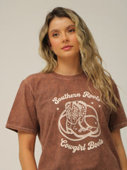 Camiseta Básica Acid Wash Estampada