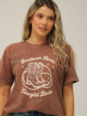 Camiseta Básica Acid Wash Estampada