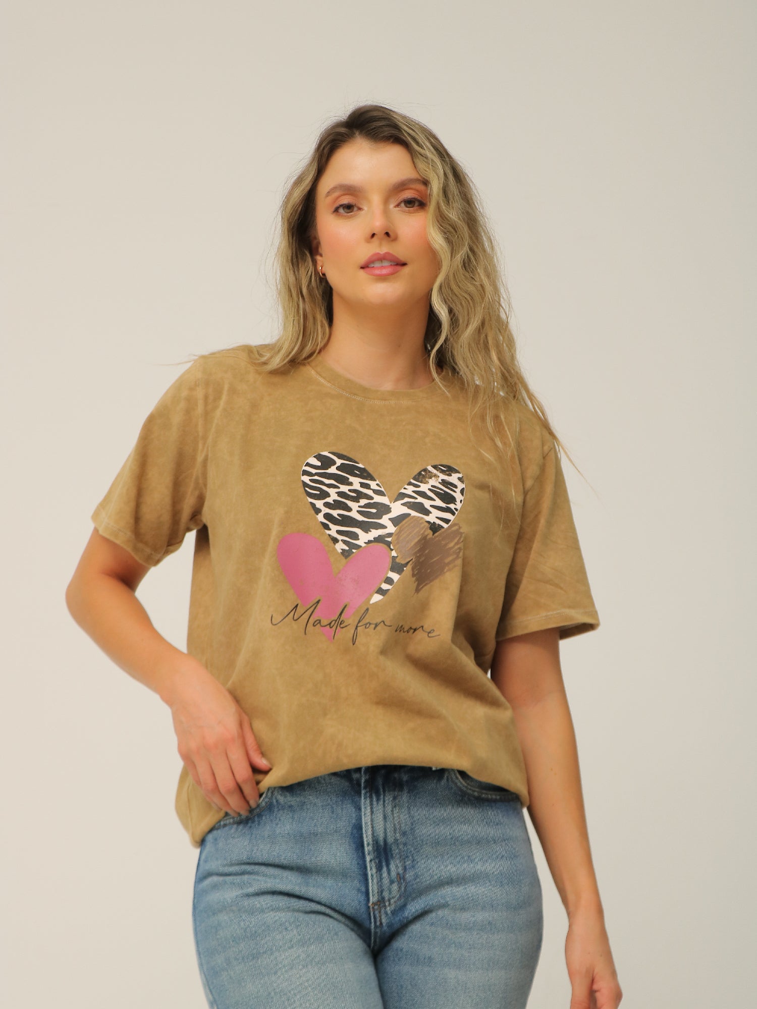 Camiseta Básica Acid Wash Estampada