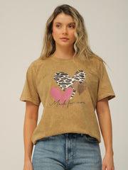 Camiseta Básica Acid Wash Estampada