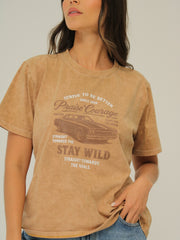 Camiseta Básica Estampada Acid Wash