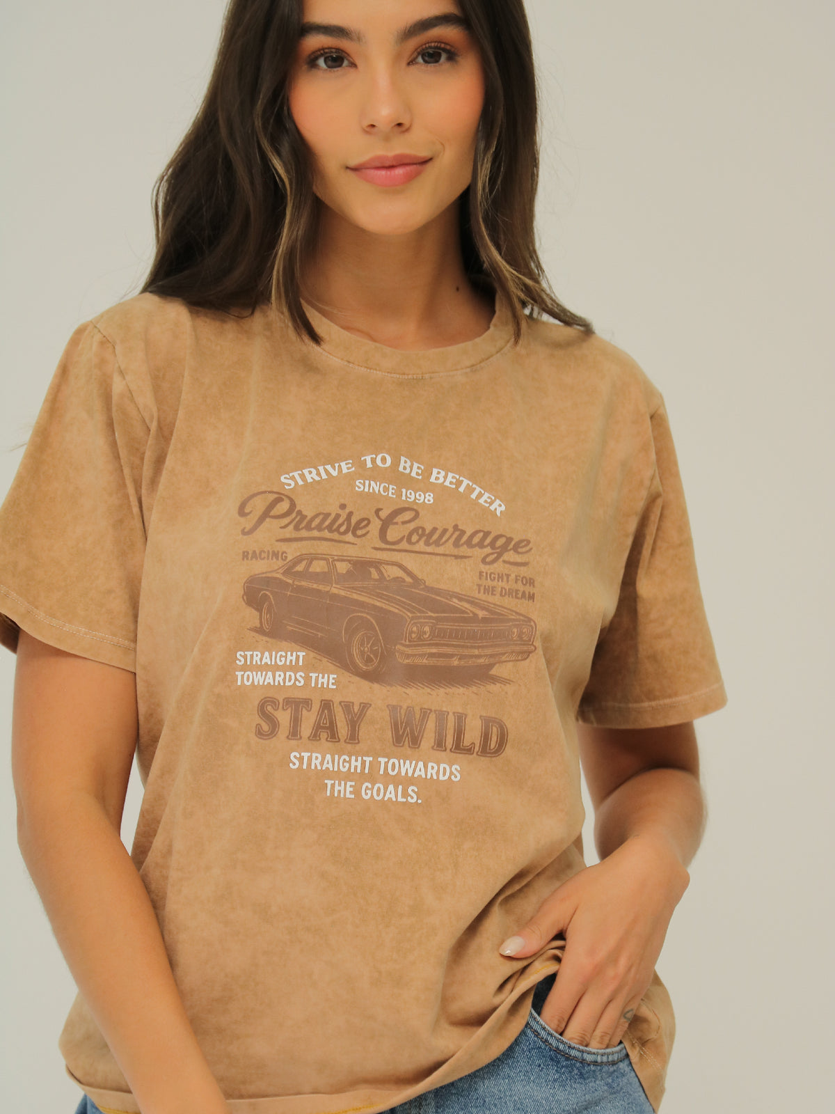 Camiseta Básica Estampada Acid Wash