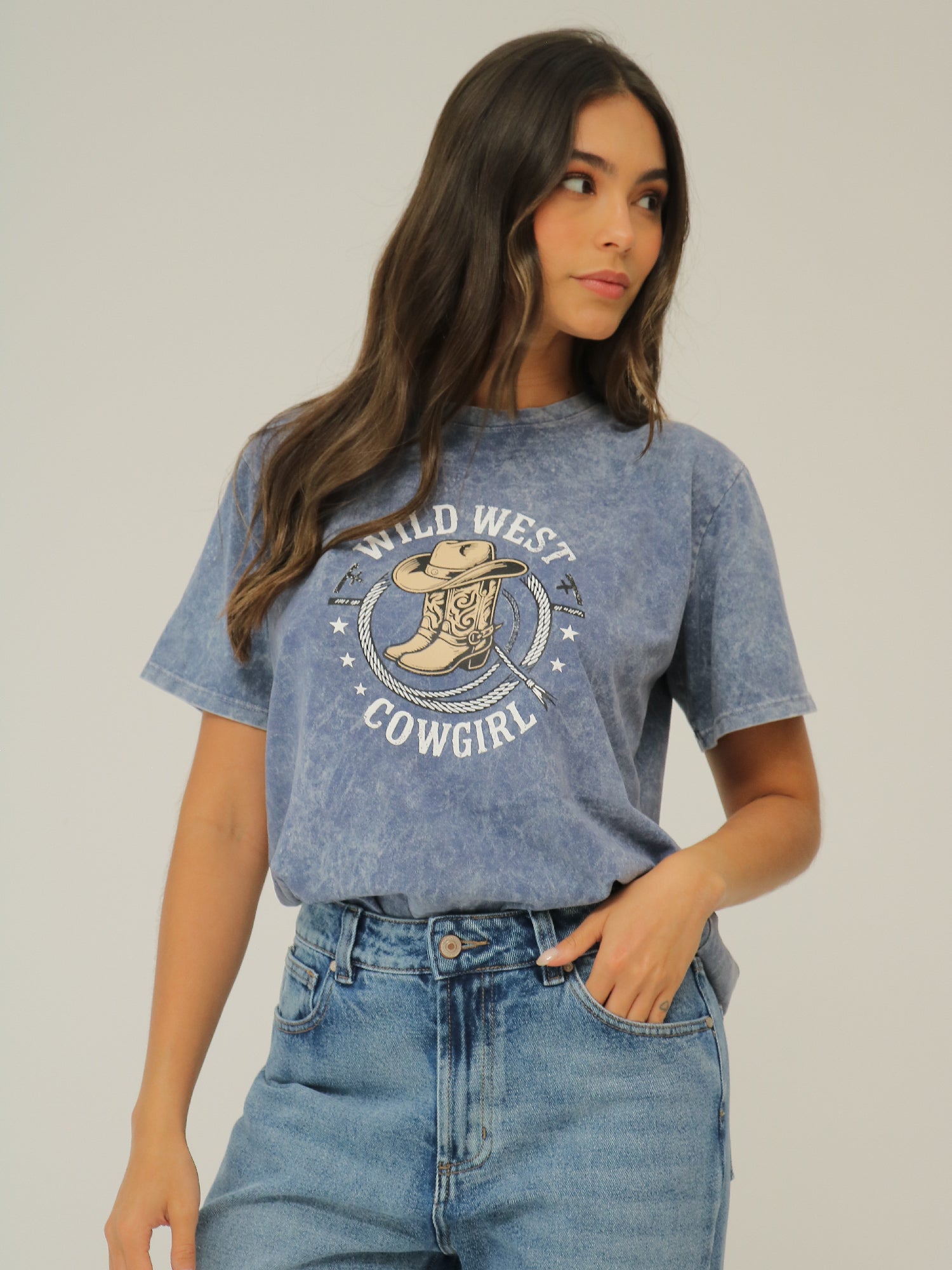 Camiseta Básica Estampada Acid Wash
