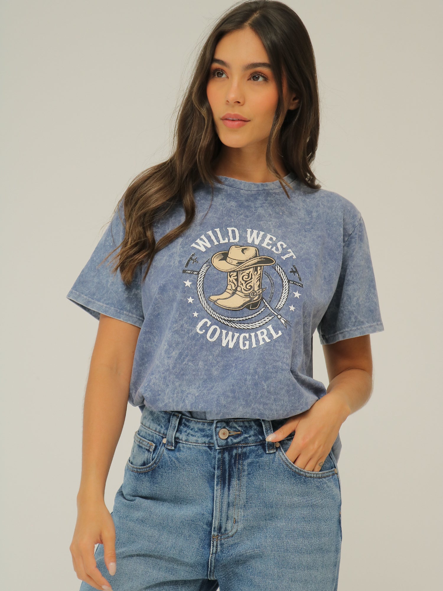 Camiseta Básica Estampada Acid Wash