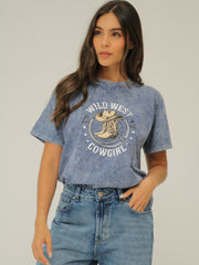 Camiseta Básica Estampada Acid Wash