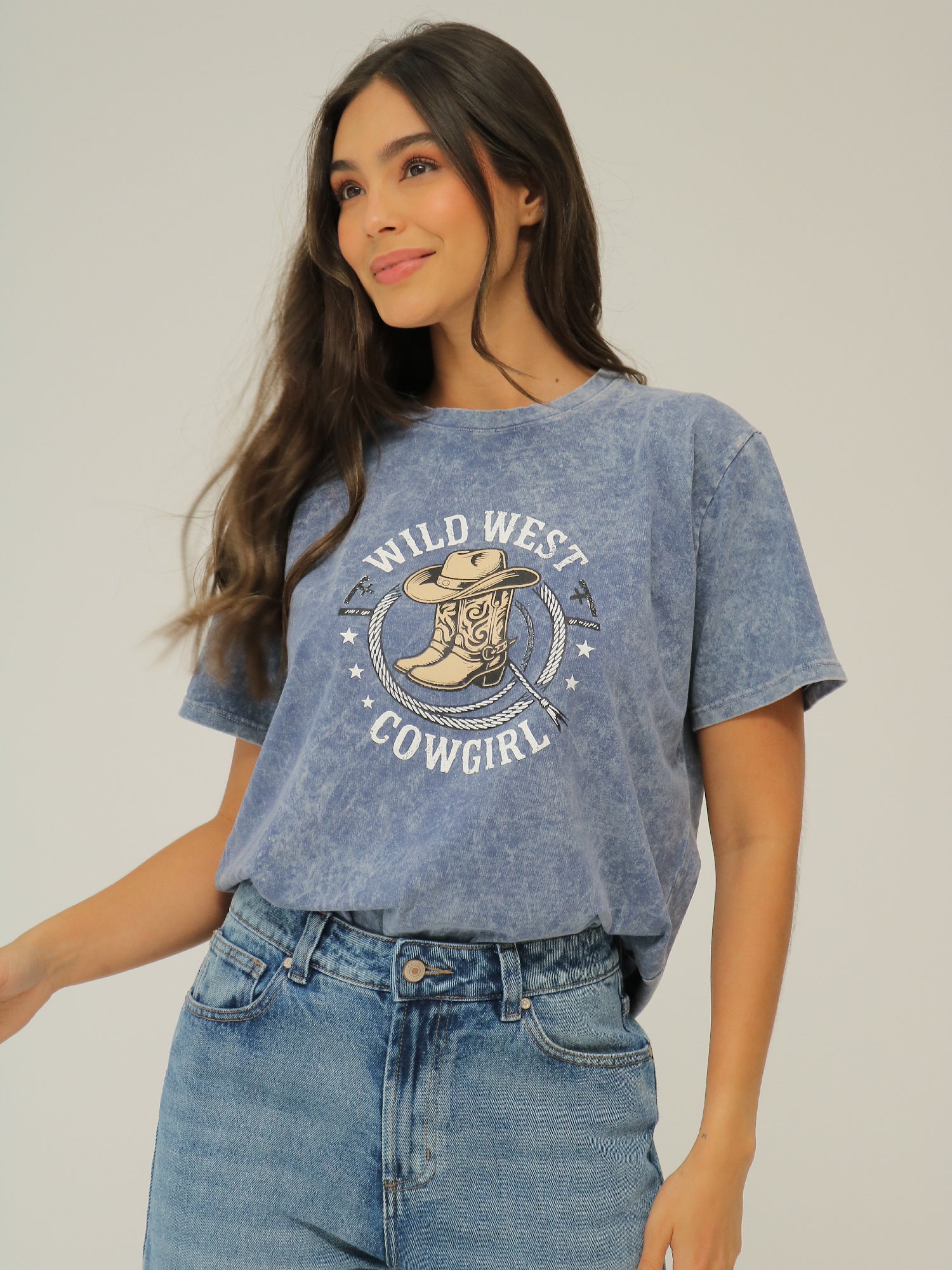 Camiseta Básica Estampada Acid Wash
