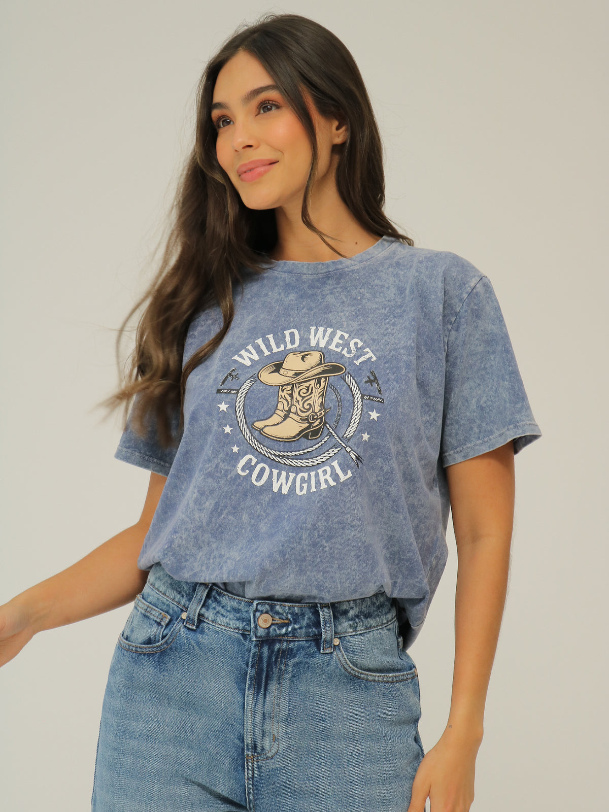 Camiseta Básica Estampada Acid Wash