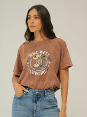 Camiseta Básica Estampada Acid Wash