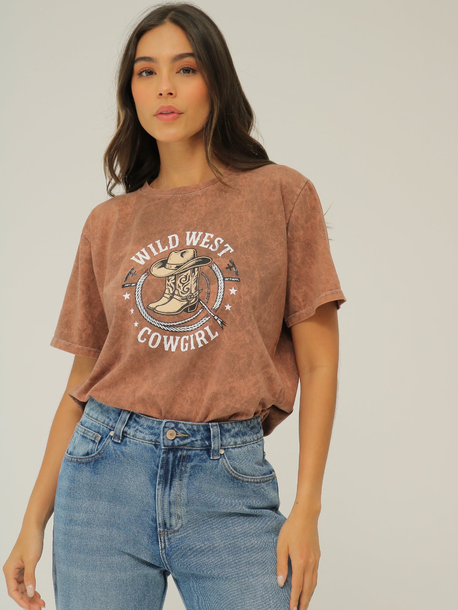 Camiseta Básica Estampada Acid Wash