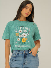 Camiseta Básica Estampada Acid Wash