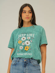 Camiseta Básica Estampada Acid Wash