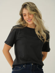 Camiseta Básica Con Manga Doblada