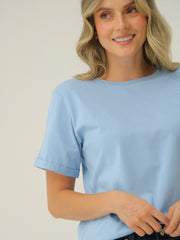 Camiseta Básica Con Manga Doblada