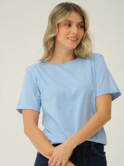 Camiseta Básica Con Manga Doblada