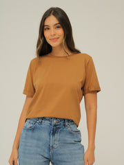 Camiseta Básica Con Manga Doblada