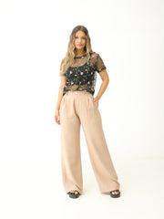 Blusa Malla Bordado Flores