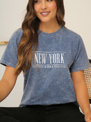 Camiseta Básica Acid Wash Estampada