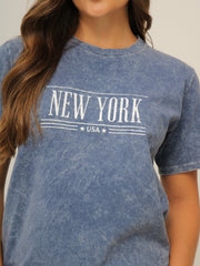 Camiseta Básica Acid Wash Estampada