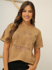 Camiseta Básica Acid Wash Estampada