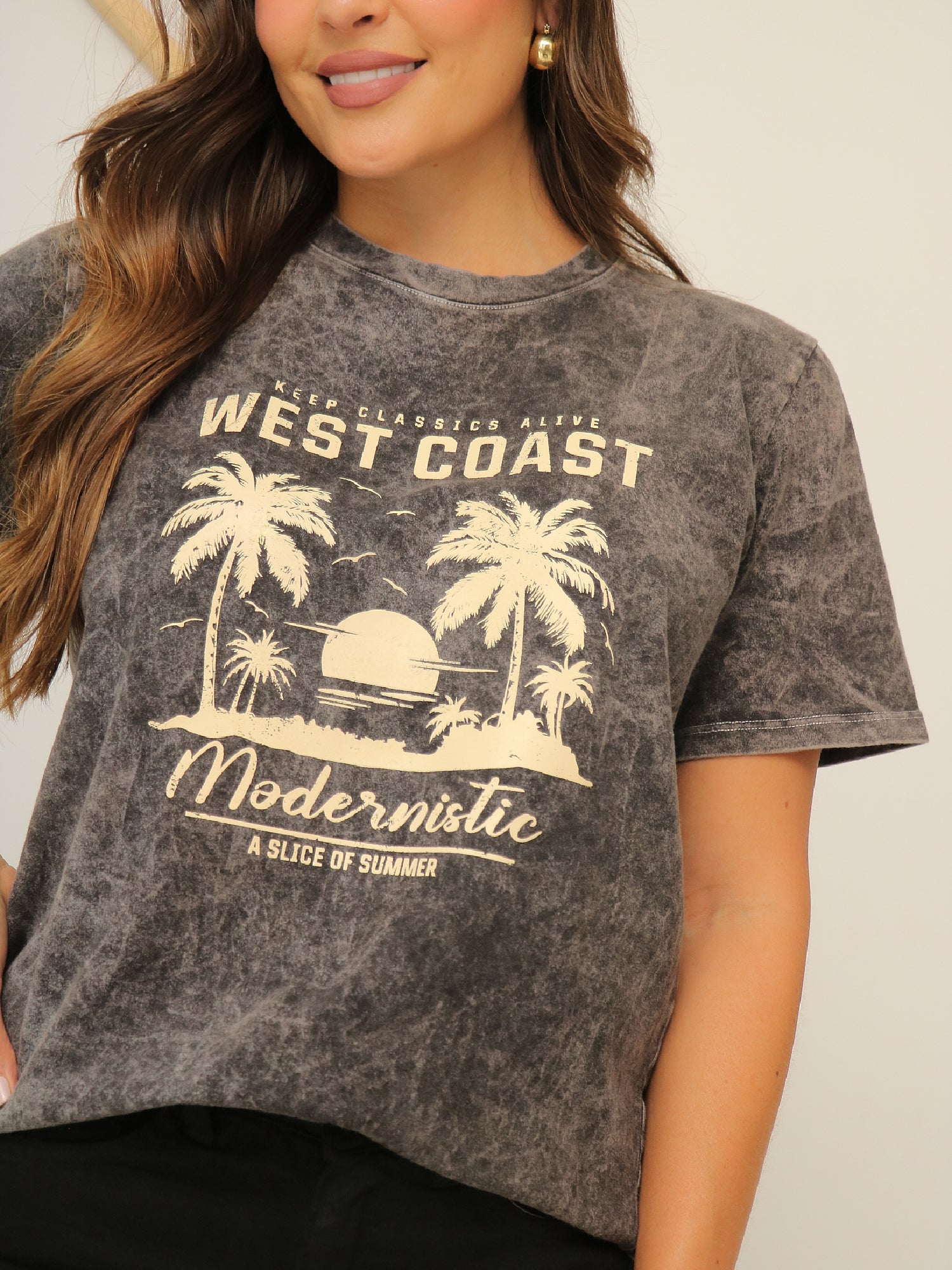 Camiseta Básica Acid Wash Estampada