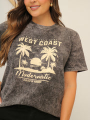 Camiseta Básica Acid Wash Estampada