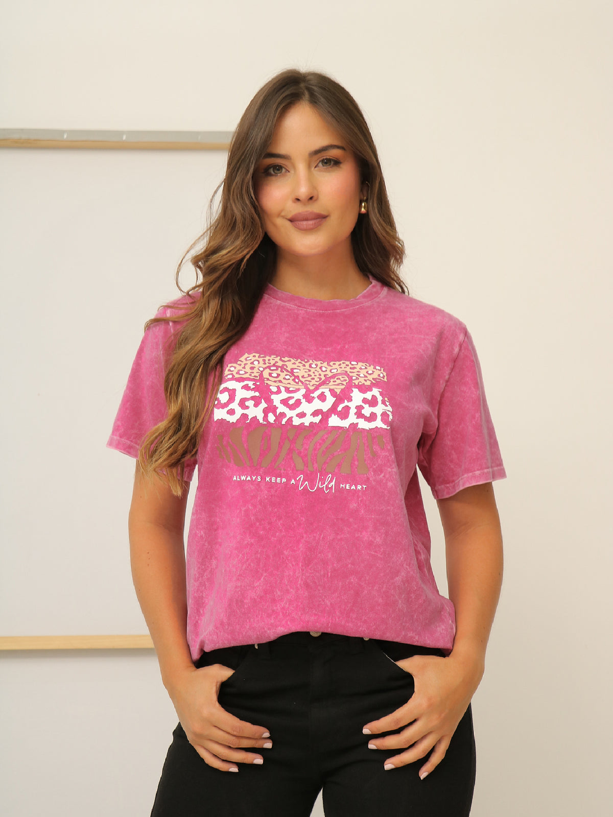 Camiseta Básica Acid Wash Estampada