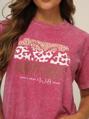 Camiseta Básica Acid Wash Estampada