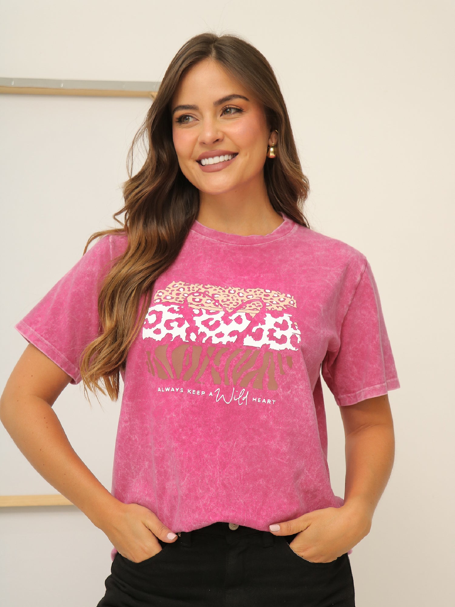 Camiseta Básica Acid Wash Estampada