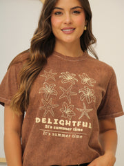 Camiseta Básica Acid Wash Estampada