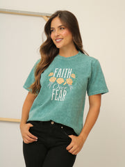 Camiseta Básica Acid Wash Estampada