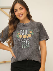 Camiseta Básica Acid Wash Estampada