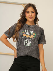 Camiseta Básica Acid Wash Estampada