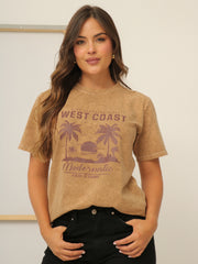 Camiseta Básica Acid Wash Estampada